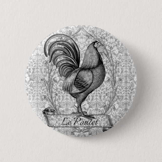 Chapa Redonda De 5 Cm Ilustracion de pollo de época (Anverso)