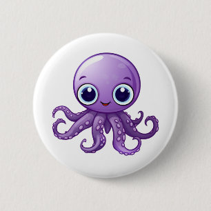 Chapa Redonda De 5 Cm ilustracion de pulpo personalizado