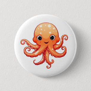 Chapa Redonda De 5 Cm ilustracion de pulpo personalizado