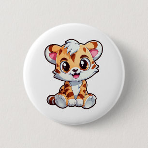 Chapa Redonda De 5 Cm ilustracion de tigre personalizado