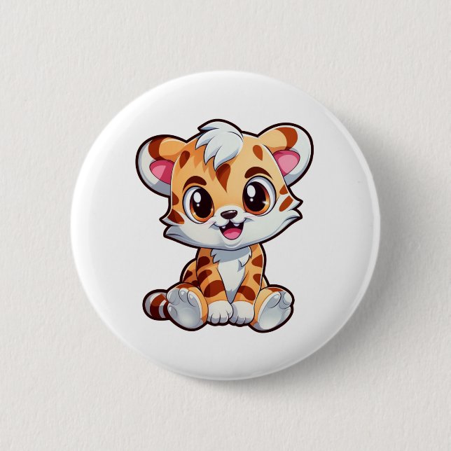 Chapa Redonda De 5 Cm ilustracion de tigre personalizado (Anverso)