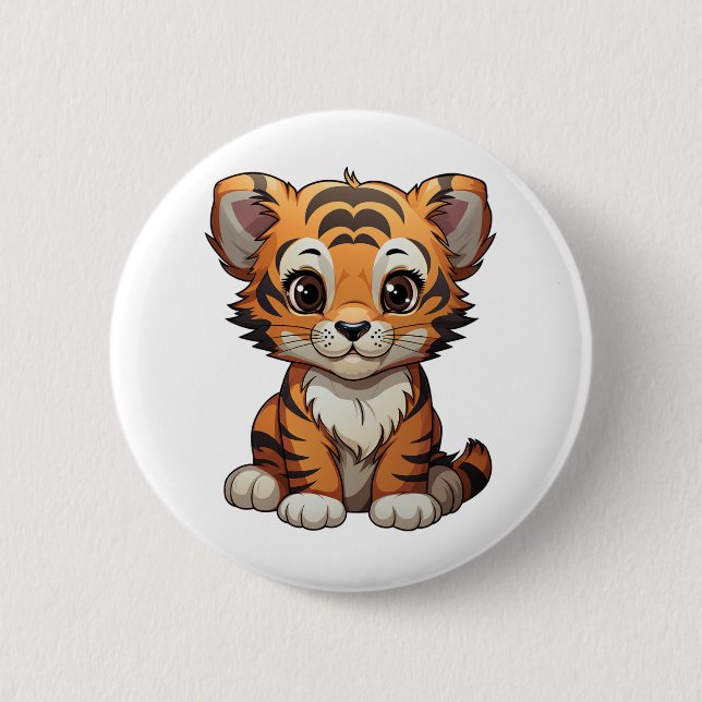 Chapa Redonda De 5 Cm ilustracion de tigre personalizado (Anverso)