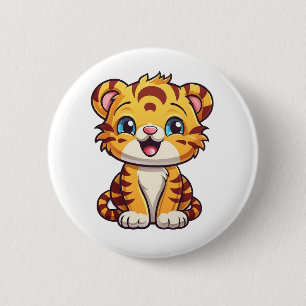 Chapa Redonda De 5 Cm ilustracion de tigre personalizado