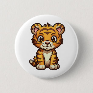 Chapa Redonda De 5 Cm ilustracion de tigre personalizado