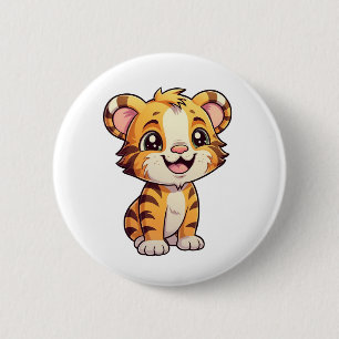 Chapa Redonda De 5 Cm ilustracion de tigre personalizado