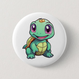 Chapa Redonda De 5 Cm Ilustración de tortuga de dibujos animados