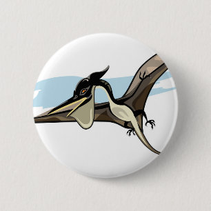 Chapa Redonda De 5 Cm Ilustracion De Un Dinosaurio Pteranodon.