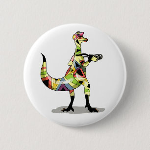 Chapa Redonda De 5 Cm Ilustracion De Un Fotógrafo Iguanodon.