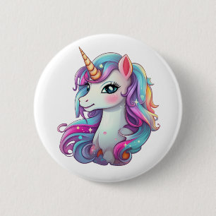 Chapa Redonda De 5 Cm Ilustración de unicornio de dibujos animados