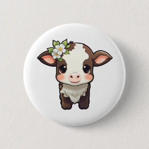 Chapa Redonda De 5 Cm ilustracion de vaca personalizado
