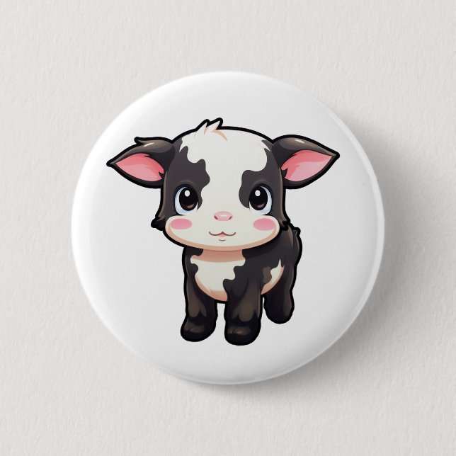 Chapa Redonda De 5 Cm ilustracion de vaca personalizado (Anverso)