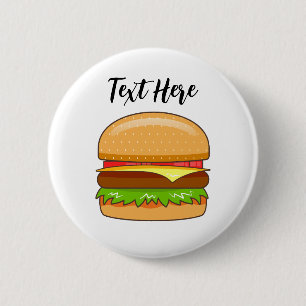 Chapa Redonda De 5 Cm Ilustración de vector de hamburguesa