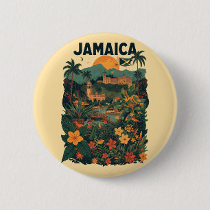 Chapa Redonda De 5 Cm Ilustración de viaje a Jamaica de estilo vintage