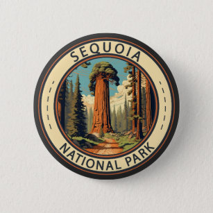Chapa Redonda De 5 Cm Ilustracion de viajes del Parque Nacional Sequoia