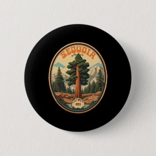 Chapa Redonda De 5 Cm Ilustración del árbol del Parque Nacional Sequoia 