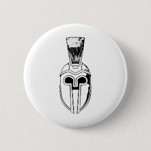 Chapa Redonda De 5 Cm Ilustracion espartano monocromático del casco