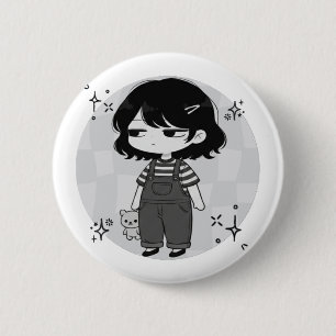 Chapa Redonda De 5 Cm Ilustración estética de chibi girl sobre el tema '