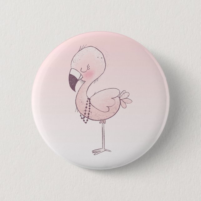 Chapa Redonda De 5 Cm Ilustracion Flamingo Rosa (Anverso)