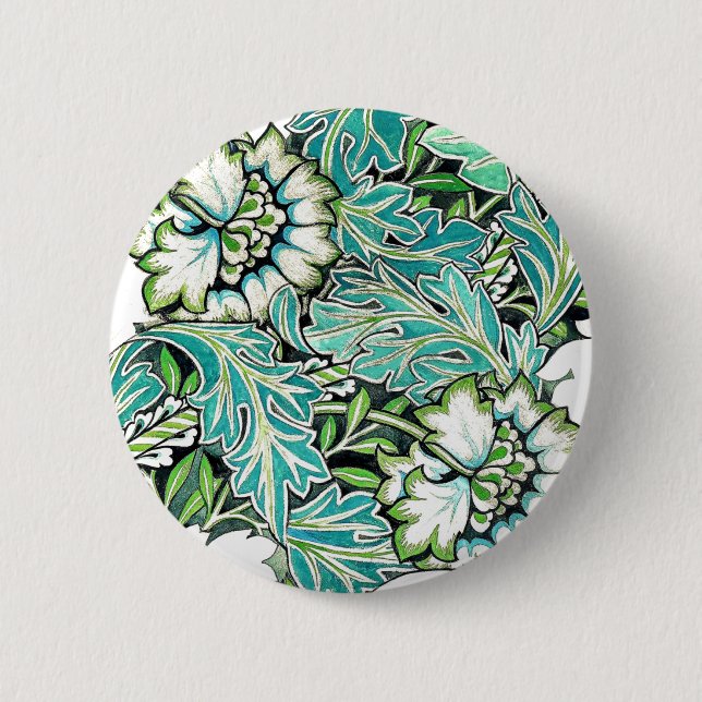 Chapa Redonda De 5 Cm Ilustracion floral Art nouveau william morris (Anverso)