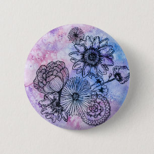 Chapa Redonda De 5 Cm Ilustracion floral en acuarela por Megaflora