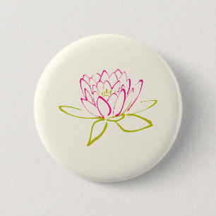 Chapa Redonda De 5 Cm Ilustracion Lotus Flower / Water Lily
