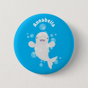 Chapa Redonda De 5 Cm Ilustracion personalizado de ballenas de la beluga