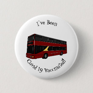 Chapa Redonda De 5 Cm Ilustracion personalizado de bus de dos pisos