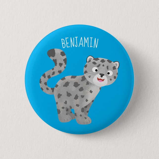 Chapa Redonda De 5 Cm Ilustracion personalizado de leopardo de las nieve (Anverso)