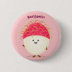 Chapa Redonda De 5 Cm Ilustracion personalizado de rambután rosa suave