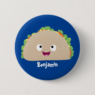 Chapa Redonda De 5 Cm Ilustracion personalizado de taco alegre sonriente