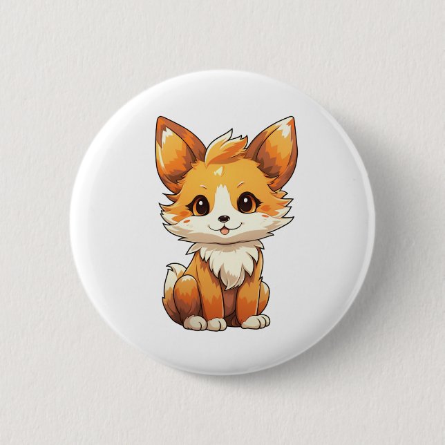 Chapa Redonda De 5 Cm ilustracion personalizado fox (Anverso)