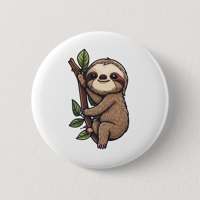 Chapa Redonda De 5 Cm Ilustracion personalizado Sloth (Anverso)