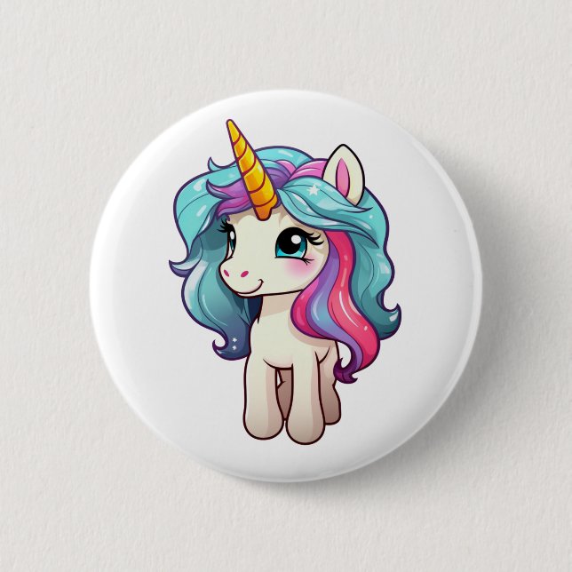 Chapa Redonda De 5 Cm ilustracion personalizado unicornio (Anverso)