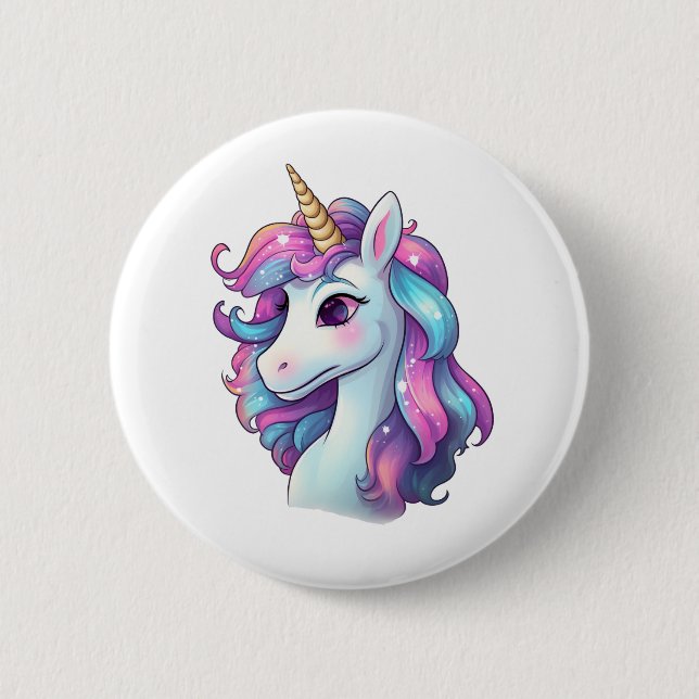 Chapa Redonda De 5 Cm ilustracion personalizado unicornio (Anverso)