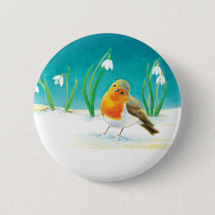 Chapa Redonda De 5 Cm Ilustracion Red Robin Bird
