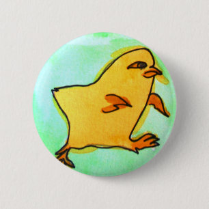 Chapa Redonda De 5 Cm Ilustracion retro de pollo de Pascua