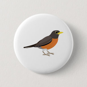 Chapa Redonda De 5 Cm Ilustracion Robin americano