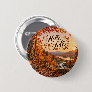 Chapa Redonda De 5 Cm Ilustración rústica de la temporada de otoño