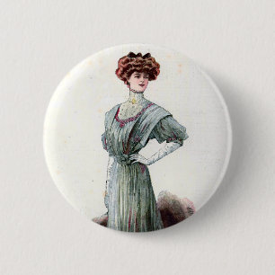 Chapa Redonda De 5 Cm Ilustracion Vintage Ladies Fashion 1907