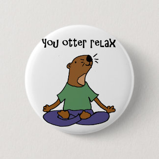 Chapa Redonda De 5 Cm Ilustraciones divertidas de la yoga de la nutria