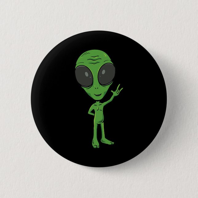 Chapa Redonda De 5 Cm ILY Alien ASL Hand Gesture Deaf Hearing Loss Consc (Anverso)