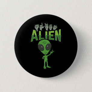 Chapa Redonda De 5 Cm ILY Alien ASL Hand Gesture Deaf Hearing Loss Consc