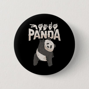 Chapa Redonda De 5 Cm Ily Panda Asl gesto con la mano sordo pérdida de a