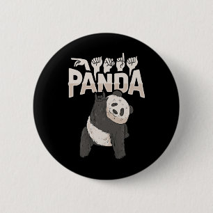Chapa Redonda De 5 Cm ILY Panda ASL Hand Gesture Deaf Hearing Loss Consc