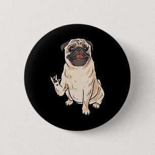 Chapa Redonda De 5 Cm ILY PUG DOG ASL Gesture Deaf Hearing Loss Awa