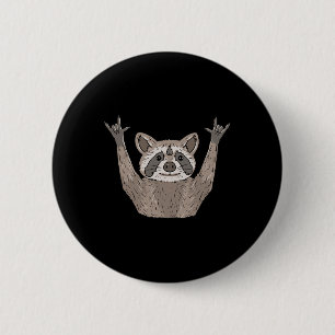 Chapa Redonda De 5 Cm ILY Raccoon ASL Hand Gesture Deaf Hearing Loss Awa