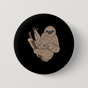 Chapa Redonda De 5 Cm ILY Sloth ASL Hand Gesture Deaf Hearing Loss Aware