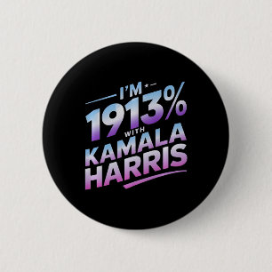 Chapa Redonda De 5 Cm Im 1913% Con Kamala Harris 2024 Premium