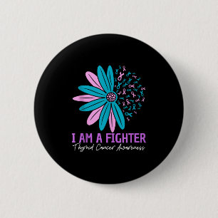 Chapa Redonda De 5 Cm Im A Fighter Thyroid Cancer Awareness Flower Ribbo