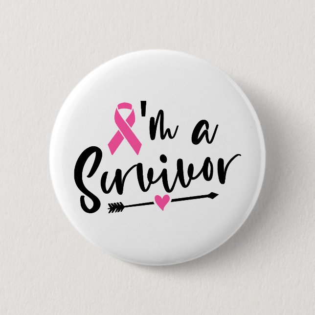 Chapa Redonda De 5 Cm I'm A Survivor Breast Cancer Awareness (Anverso)